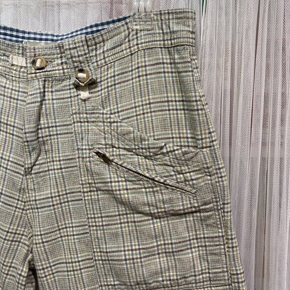 Brown Sound Plaid Linen Shorts Men's Size 32 Zip Pockets Summer - Picture 3 of 13